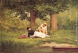 Georges Croegaert The Flirtation painting